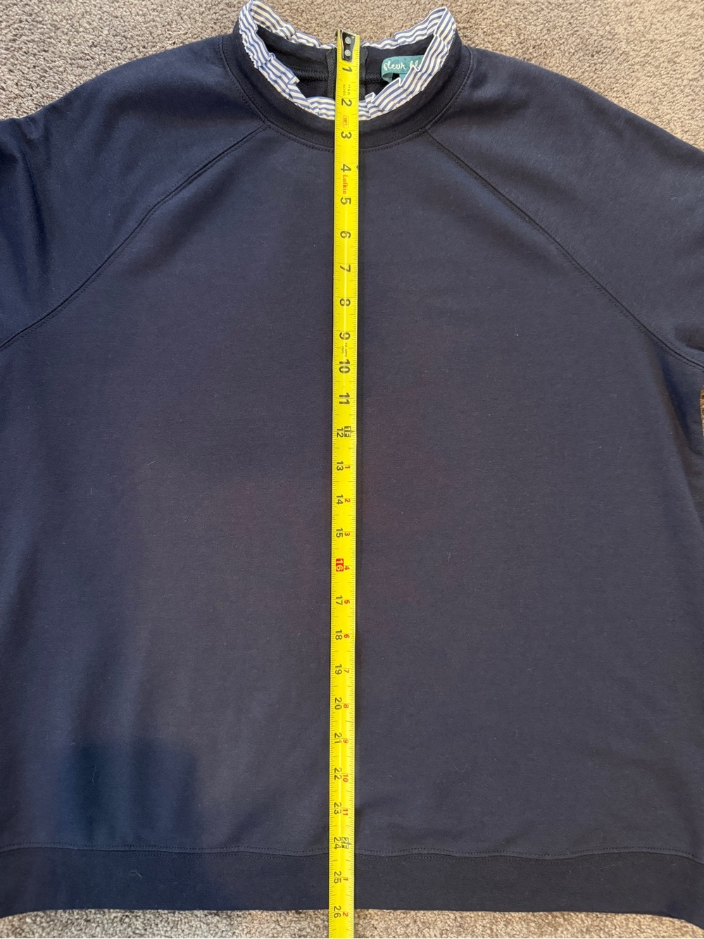 Women’s navy blue sweatshirt with ruffle collar - Picture 5 of 9